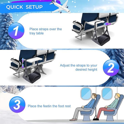 Warm Airplane Foot Hammock, Foldable Bamboo Base Foot Hammock for Plane Travel with Warm Cover, Portable Desk Foot Rest, Airplane Travel Essentials