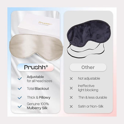 Silk Sleep Mask - Luxurious 100% Pure Mulberry Silk Eye Mask for Restful Sleep and Travel, Hypoallergenic, Cooling, Total Blackout, Adjustable for Women & Men (Champagne Gold)