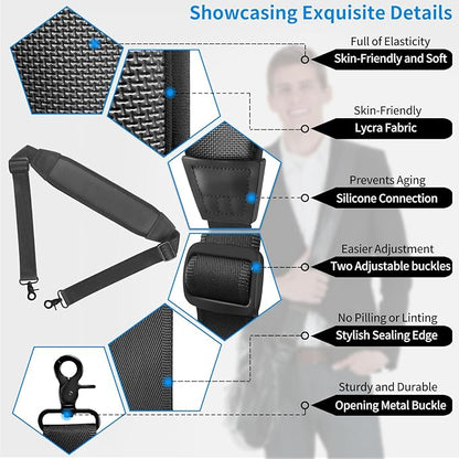 55" Universal Shoulder Strap, Neoprene Thick Padded Bag Strap with Double Adjustable Buckles and Metal Hooks, Ideal for Briefcases, Computer Satchels, Crossbody Bags, Luggage(Supple)