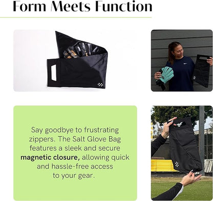 Salt Glove Bag Smell-Proof Durable Odor Containing Bag for Gloves - Large - Water-Resistant and Easy to Clean Smell Proof Bag - Black