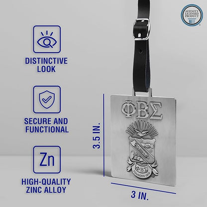 Phi Beta Sigma Official Vendor - Travel Luggage Tags - Set of 2 - Greek Letters and Shield - Fraternity Paraphernalia