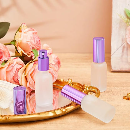 Roshtia 30 Pcs 1 oz/ 30 ml Purple Glass Spray Bottle Refillable Perfume Atomizer Clear Decorative Empty Bottles with Fine Mist Sprayer Pump for Face Body Travel