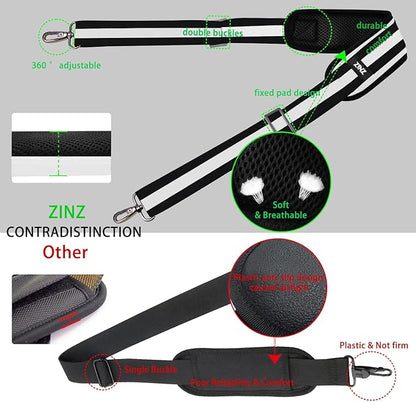 ZINZ 79 inch Shoulder Strap, Extra-thick Fixed Cushion Pad and Dual Clasps Universal Replacement Strap with Metal Swivel Hooks for Laptop Bags, Luggage Bags, Camera, Crossbody(Stripes-BkWBk)
