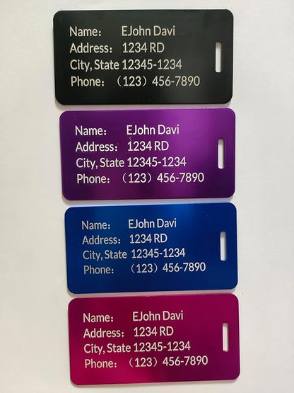 5 Pack Custom Engraved Luggage Tags, 2 x 2 inches Waterproof Personalized Luggage Tags, Aluminum Personalized Bag Tags for Suitcases/Backpack/Luggage Accessories [Blue]