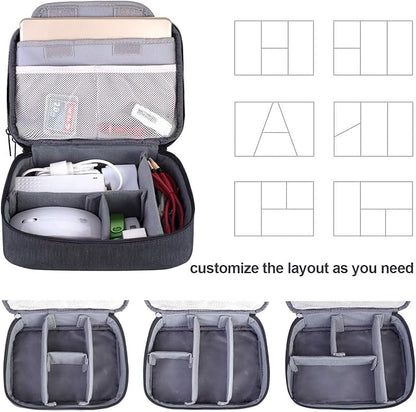 BUBM Electronic Organizer, Double Layer Travel Gadget Carry Bag for Cables, Plugs, Earphone, Flash Hard Drive and More--a Sleeve Pouch for iPad Mini(Medium, Black)