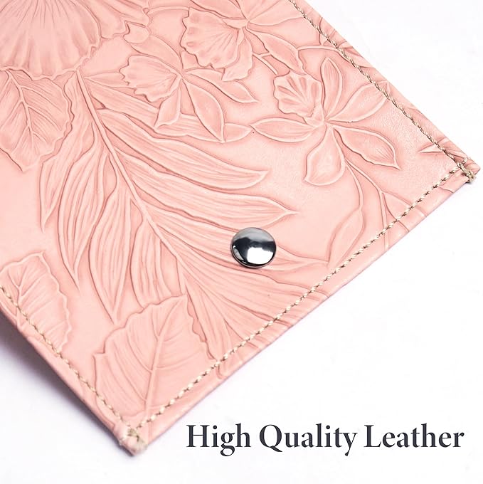 Pill Organizer,LIZIMANDU Weekly Travel Pill Case Box Medication Reminder Daily AM PM, Day Night 7 Compartments,for 4 Times A Day, 7 Days a Week-Includes Leather PU Carrying Case(1-Carved Pink)