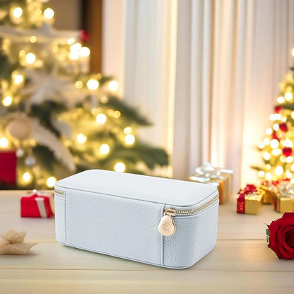 Vlando Travel Jewelry Box Organizer - 12 Small Velvet Zipped Pouches Pockets for Jewelries Necklaces Rings Earrings Sorting Storage, Baby Blue