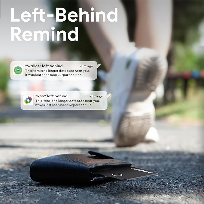 VOCOlinc Dual System Air Card Tag Pro 1 Pack, Rechargeable Wallet Tracker Item Finder Work with Android Google Find Hub or iOS Apple Find My APP (Huawei not Supported), Smart Locator for Luggage, Bags