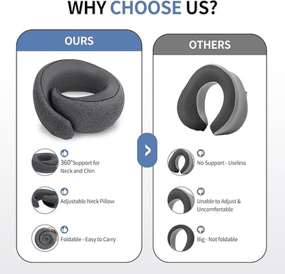 Neck Pillow Airplane, Travel Pillows for Airplanes, Memory Foam Adjustable Portable Neck Pillow for Traveling, Car Rides, and Home Use