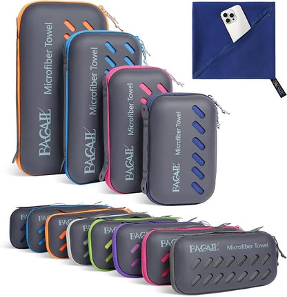 BAGAIL Camping Towel with EVA Case, Compact & Ultra Soft Microfiber Travel Towel - Super Absorbent & Lightweight Quick Dry Towels for Sports, Beach, Gym, Backpacking, Hiking and Yoga