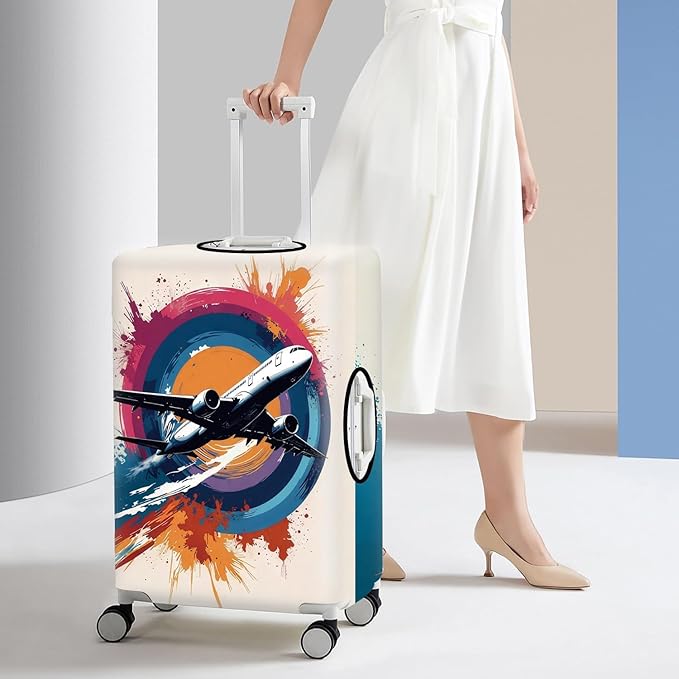 Airplane Luggage Cover – Durable and Stretchable Suitcase Protector for Travel, Easy to Install and Clean, Fits Most Checked and Carry-On Bags,M