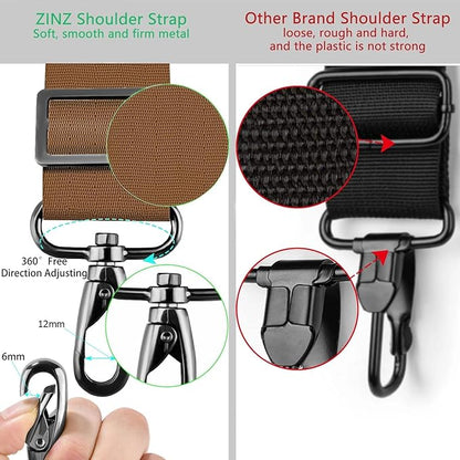 ZINZ Shoulder Strap Universal Bag Strap - 78" Ultra-Thick Padded with Dual Balanced Adjustable Buckles for Briefcase, Travel, Sports, Laptop, Crossbody Bag，Khaki