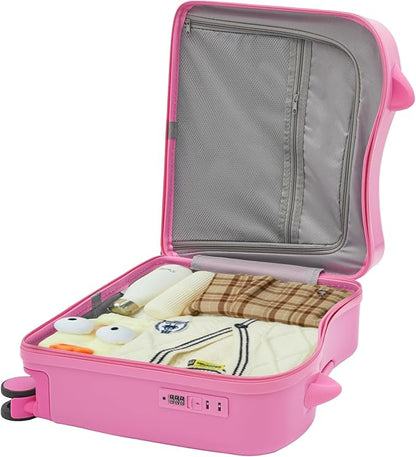 18" Kids Luggage Suitcase for Girls & Boys, Kids Carry On Luggage with Wheels Children’s Suitcase w/Lock (Pink)