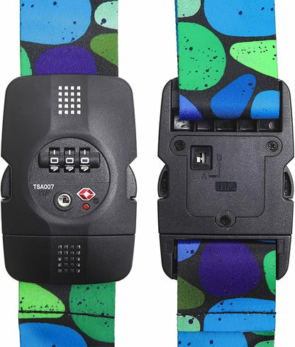 Travelkin Luggage Straps TSA Approved - Adjustable Cross Suitcase Straps with TSA Lock, Reinforced Buckle, Unique Pattern - Secure Heavy Duty Luggage Straps for Travel (Coral)