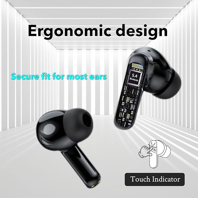 Wireless Earbuds, 30dB Noise Cancelling Earbuds,Ear Buds,Touchscreen Charging Case 2.01", 40H Total Playtime, Dual Dynamic Drivers, Stereo Sound for Sports