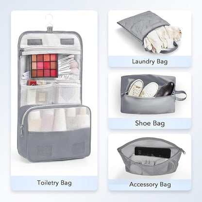 8 Set Compression Packing Cubes for Travel Essentials,Compressible Expandable Packing Cubes for Suitcase,OlarHike Luggage Organizer Bags for Travel,Handy Helper for Organizing Clothes(Gray)