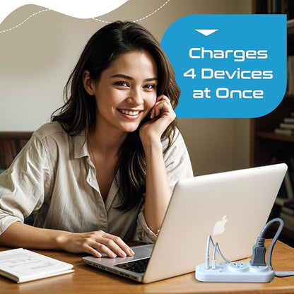 Ceptics Travel Power Strip W/ Adapter Plug Set - Equipped with USB, Type C for iPhone, Chargers, Cell Phones, Laptop - Plugs for Europe, Asia, China, USA, Africa, South America PS-2U