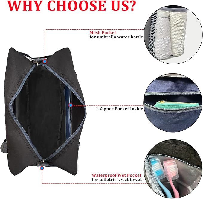 For Spirit Airlines Personal Item Bag 18x14x8 with Wet Pocket Foldable Travel Duffel Bag Underseat Carry on for Men & Women