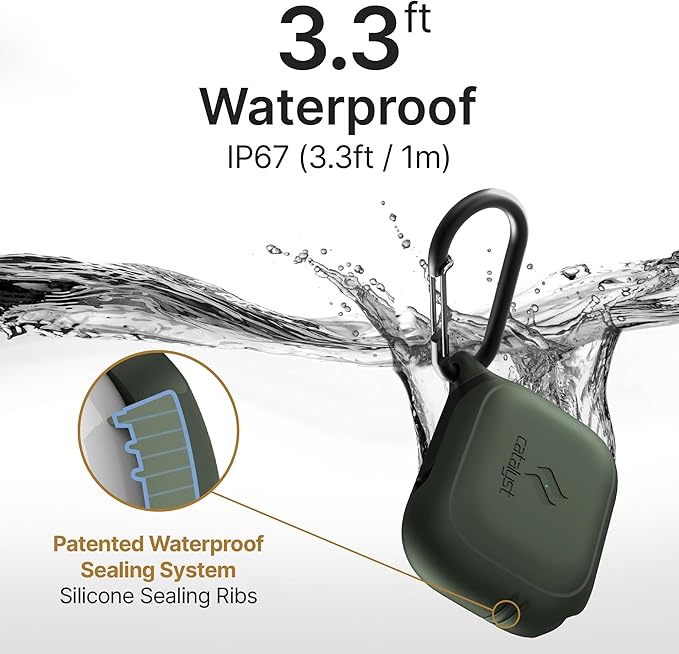 Catalyst Waterproof Case for AirPods Pro 2nd Generation and AirPods Pro 1st Generation - Wireless and USB-C Charging Compatible, One Piece Design, High Drop Protection Case with Carabiner