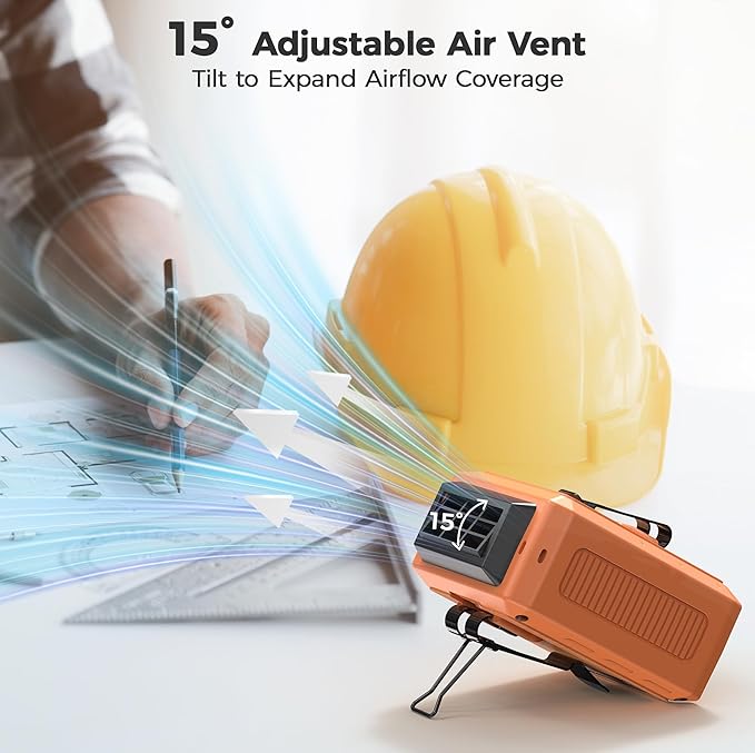 COMLIFE Portable Mini Waist Fan - Rechargeable Clip on Belt Wearable Body Fan, Max 20H Cooling, 5 Speeds 16000RPM Turbo Hands-Free Under-Shirt Neck Fan for Outdoor Jobsite Camping Traveling