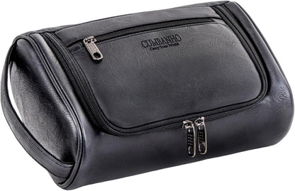 Mens Toiletry Bag, Water-resistant Dopp Kit For Men Travel, PU Leather Toiletries Bag Shaving Kit, Compact Organizer With Wrist Strap, Grooming Essentials For Vacation, Gym & Camping，Black