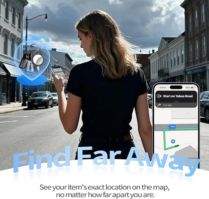 [iOS Only] Tukio Air Tracker Tags 4 Pack Black, [Apple MFi Certified] Bluetooth Key Finder & Smart Item Locator Work with Apple Find My for Keys/Luggage/Bags/Suitcases/Car, 365-Day Replaceable Battery