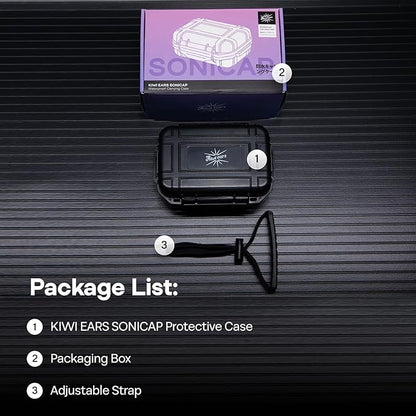 Linsoul Kiwi Ears SONICAP Waterproof Earbud Case,Hard Protective IEM Storage Box with EVA Lining,Hard Carrying Bag for Headphones,Earphone,Travel Carrying Case Fit for ZS10 Pro,Zero:2,EW300 (Black)