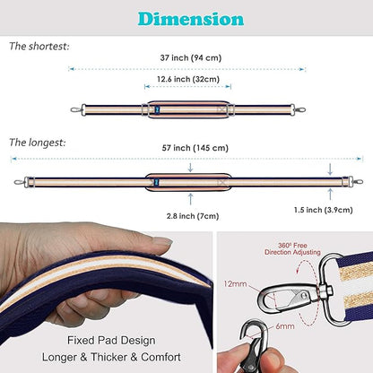 ZINZ Shoulder Strap, 57" Padded Adjustable Shoulder Bag Straps Replacement for Bags with D-Ring（TH01B06）