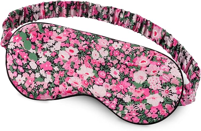 OLESILK 100% Natural Mulberry Silk Sleep Eye Mask Block Out Light, Fashion Printed Eye Mask Blindfold for Women Men Full Night Sleeping, Chic Eye Cover Eyeshade, Pattern 3