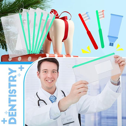 Timgle 400 Pcs Dental Zipper Pouches Zipper Lock Carrying Case with Business Card Holder Clear Toothbrush Pouch for Dental Hygiene Products Office Prizes, Color Random