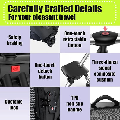 Children's Ride-On Suitcase,Kids Ride-On luggage, Kids Luggage Set, Travel Student Trolley Boarding Toy Box, 2-in-1 Case & Baby Stroller,Black