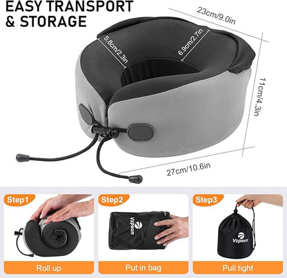 Neck Pillow for Travel - Hooded Memory Foam Plane Pillow for Airplane, Office, Cars Sleeping, Long Flight Must Haves, Portable Road Trip Essentials for Adults Black