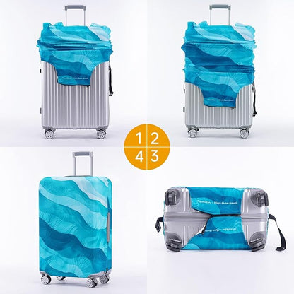 Travelkin Luggage Covers For Suitcase Tsa Approved,Suitcase Cover Protector Fit 18-32 Inch Luggage (Blue Wave, XL)