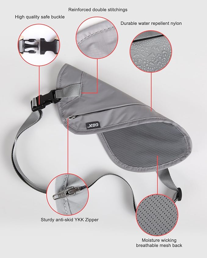 RFID Blocking Money Belt - Slim Under Cloth Passport Holder & Travel Wallet | Secure Hidden Fanny Pack for Men Women (Grey-L)