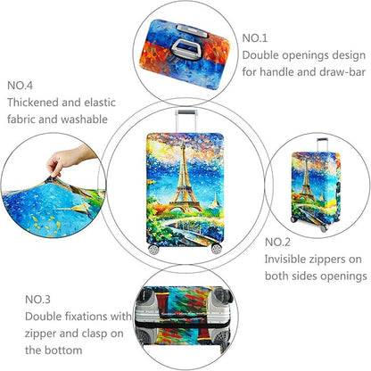 fancyfree Luggage Cover Washable Suitcase Protector Anti-scratch Suitcase cover (Dreamy Paris, M(22"-24" luggage))