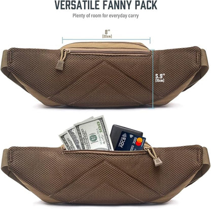 Tactical Fanny Pack for Men & Women, Concealed Carry Fanny Pack for Men, Adjustable Waist Bag, Compact Travel Belt Bag, CCW Fanny Pack with U.S Flag Patch