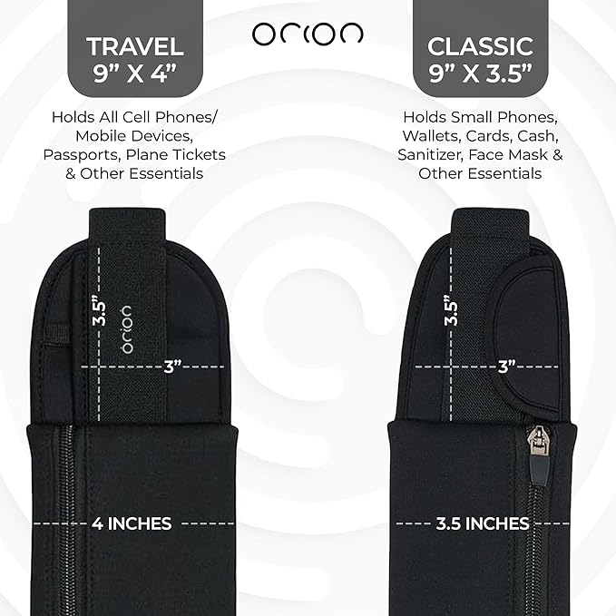 The Belt of Orion Running Belt & Slim Fanny Pack for Men & Women Anti-theft Passport Holder & Money Belt For Travel - Comfortable Phone Holder For Running, Hiking, & at the GYM - Classic 9"x3.5"