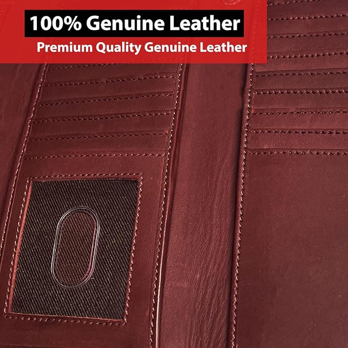 IBRO VINTAGE Motorcycle Chain Wallet for Men – Premium Cowhide Leather, RFID Tri-Fold Biker Wallet with Heavy Duty Chain for Bikers Truckers & Hunters, Credit Card Money Organizer Long Wallet