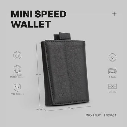 The Frenchie Co. - Speed Wallet Mini - Ultra-Slim RFID Card Holder - Quick-Access Pull Tab, Front Pocket Minimalist Design - Full-Grain Italian Leather