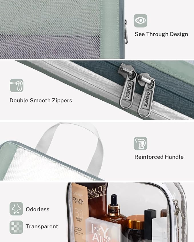 Gonex 8 Set Compression Packing Cubes for Travel Essentials, Expandable Mesh Organizer with Toiletry, Laundry, Shoe, Cable Bags for Suitcases, Gray