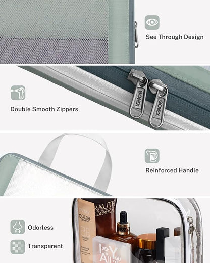 Gonex 8 Set Compression Packing Cubes for Travel Essentials, Expandable Mesh Organizer with Toiletry, Laundry, Shoe, Cable Bags for Suitcases, Gray