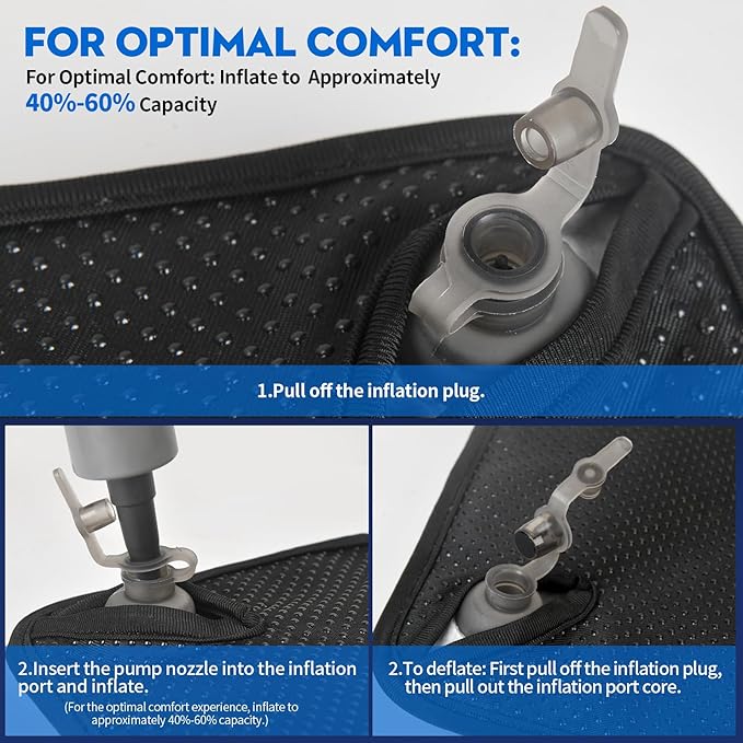 Professional Comfortable 3D Travel Seat Cushion, Air Inflatable Pressure Relief Seat Cushion Optimal Support for Long Sitting