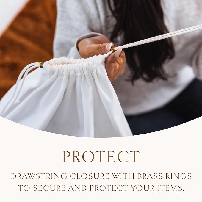 Hayden Hill Luxury Organic Cotton Dust Bags For Handbags - 6 Pack (Med-Large) - Handbag, Purse and Shoe Bags for Storage - Certified Carbon Neutral