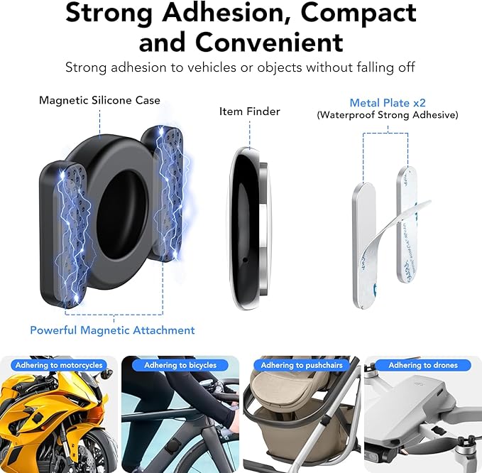 Air Tracker Tags-4 Pack, 2025 New [Apple MFi Certified], Bluetooth Tracker Work with Apple Find My (iOS Only), Replaceable Battery Last 2 Years,Item Finder for Luggage/Key/Suitcase,with Diverse Holder