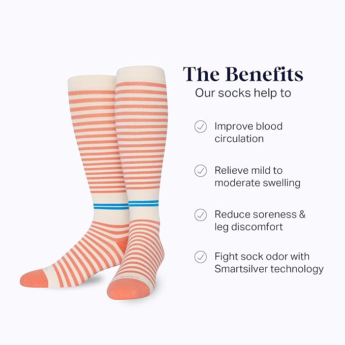 Comrad CloudCotton Knee High Socks - 15-20mmHg Graduated Compression Socks - Combed Cotton Support Socks