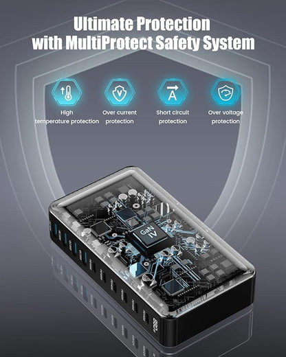 880W USB C Charger Block,8-Port USB C Charging Station GaN IV Travel Essentials Multiple Port Charging Station,100W Laptop Fast Charger Adapter for MacBook Pro/Air,DELL,iPad,iPhone,Samsung Galaxy
