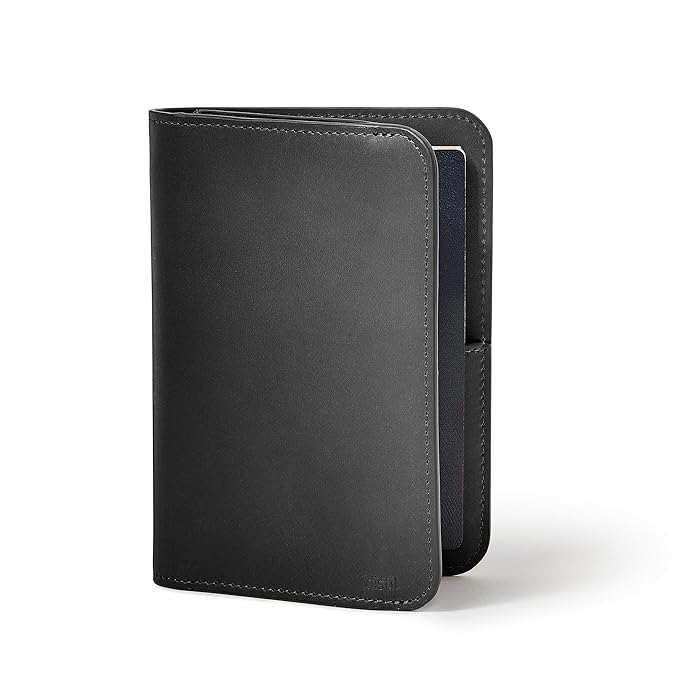 Distil Union Passport Cover+ | RFID-Shielded Premium Full-Grain Leather | Fits Passport, Cards, Cash, and More | Slim Travel Wallet and Organizer (Black)