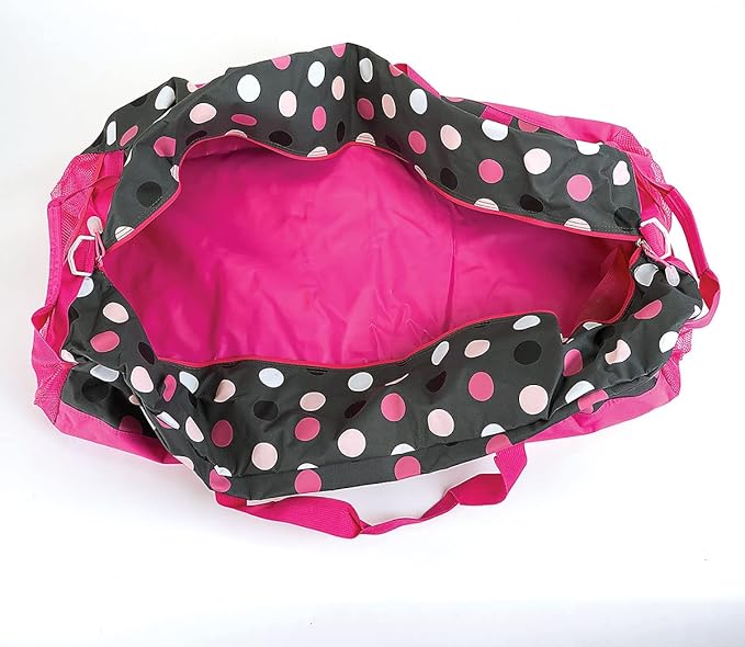 Lillian Vernon Personalized Duffel Bag for Kids, Roomy Pink Multi Dots Weekender With Front & Side Compartment, Customizable Girls Sports & Travel Bags With Custom Name, 13" x 15" x 30" W