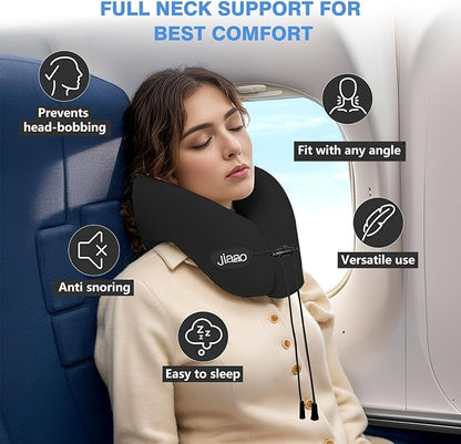 jiaao Upgraded Middle Travel Neck Pillow for Airplanes, Neck Pillow for Traveling,360º Ergonomic Memory Foam Travel Pillow, Soft and Breathable Cover,Portable Pillows for Car