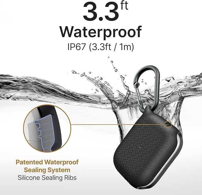 Catalyst Waterproof Case for AirPods Pro 2nd Generation and AirPods Pro 1st Generation - Wireless and USB-C Charging Compatible, One Piece Design, High Drop Protection Case with Carabiner